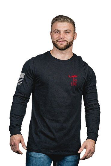 Nine Line God and America Over Everything Long Sleeve T-Shirt in Black is made of 100% cotton